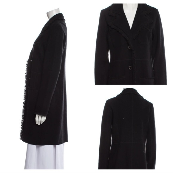Karl Lagerfeld  Peacoat Black Pointed Collar Size S/P - Picture 3 of 13